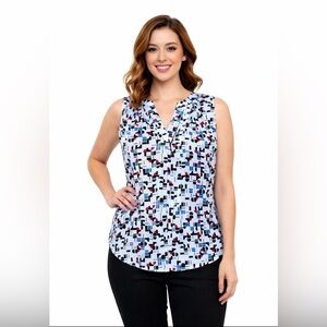 Mandy Evans,  Sleeveless Geometric Print Blouse – Size M